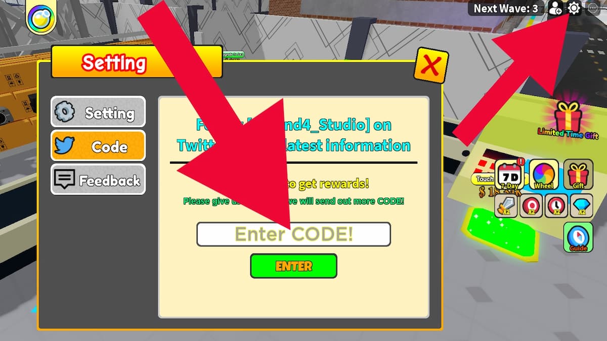 How to redeem codes in Toilet Defense Tycoon