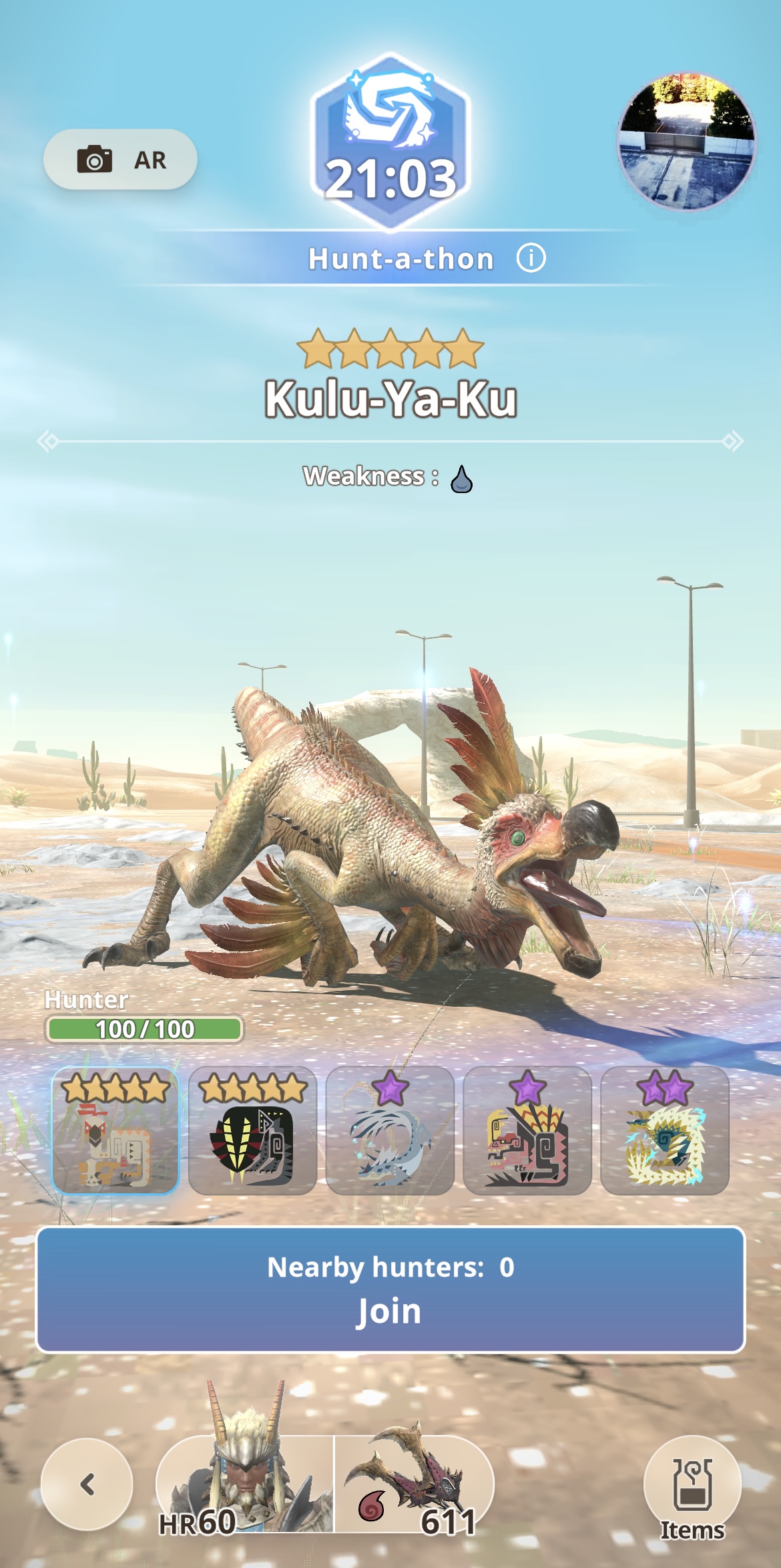 Fighting Kulu-Ya-Ku in a Hunt-a-thon in Monster Hunter Now