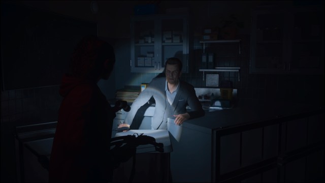 Alex Casey in the morgue in Alan Wake 2.