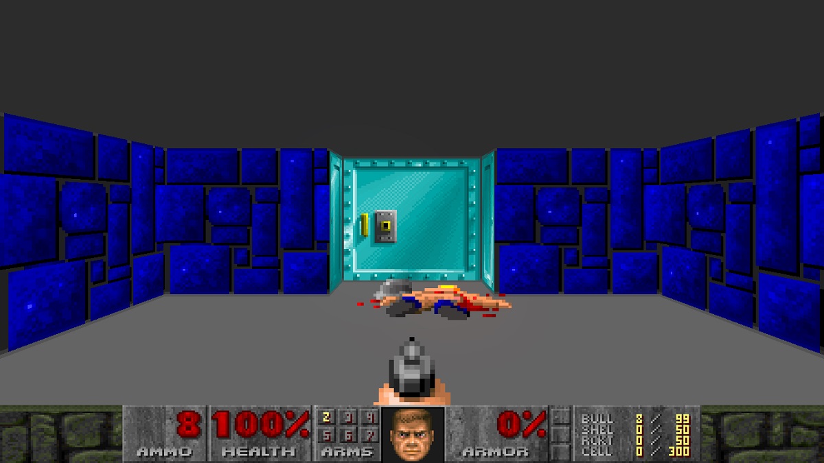 The opening level of Wolfenstein 3D reconstructed in Doom 2.