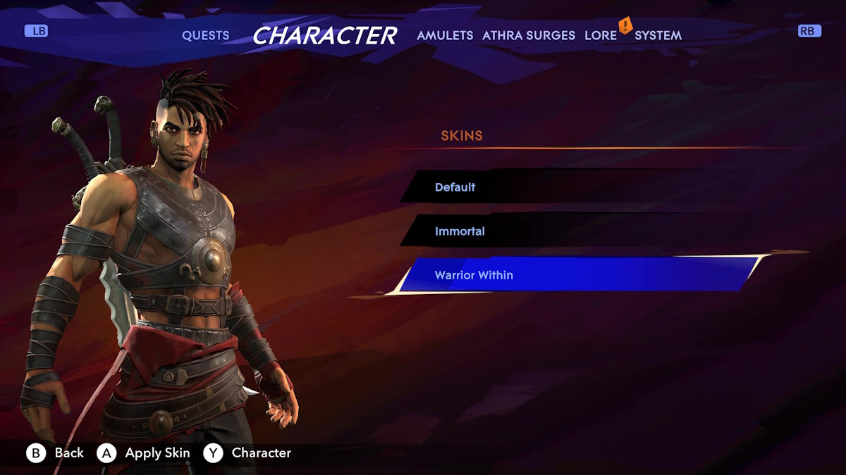 How to change outfits in Prince of Persia: The Lost Crown warrior within option