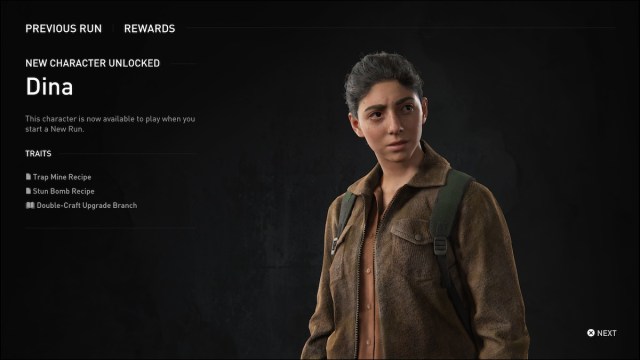 Dina in No Return mode in The Last of Us Part 2 Remastered.