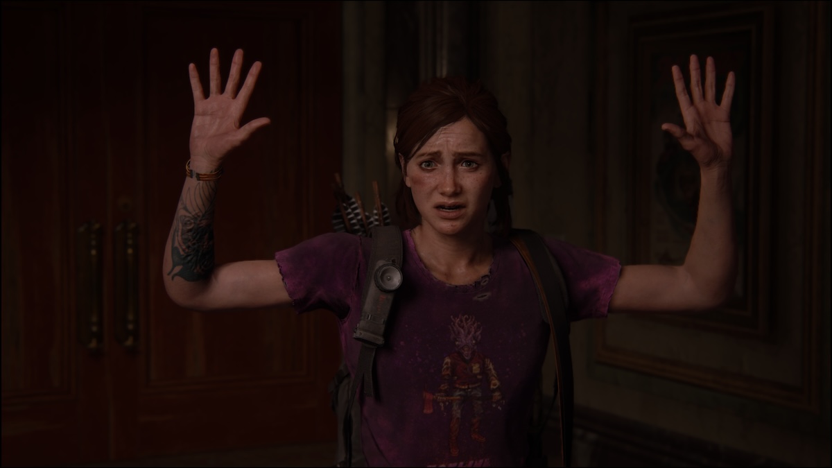 The Last of Us Part 2 Ellie hands up.