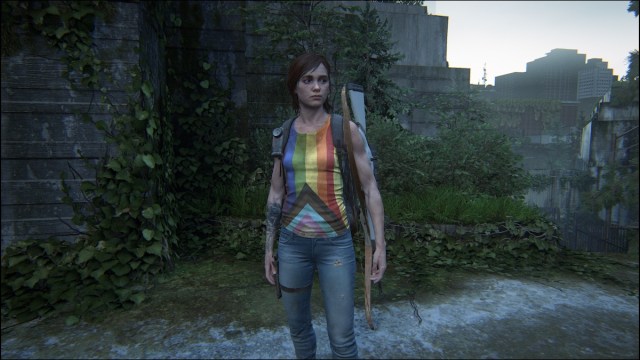 Ellie wearing pride shirt in The Last of Us Part 2.