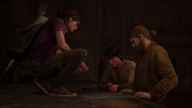 Ellie, Tommy, and Jesse in The Last of Us Part 2 Remastered.