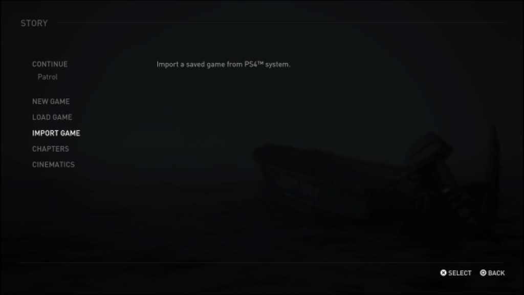 Import game in The Last of Us Part 2 Remastered.