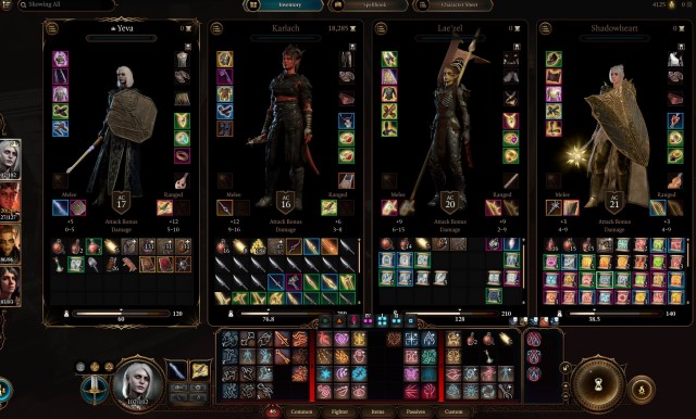 Baldur's Gate 3 inventory HUD