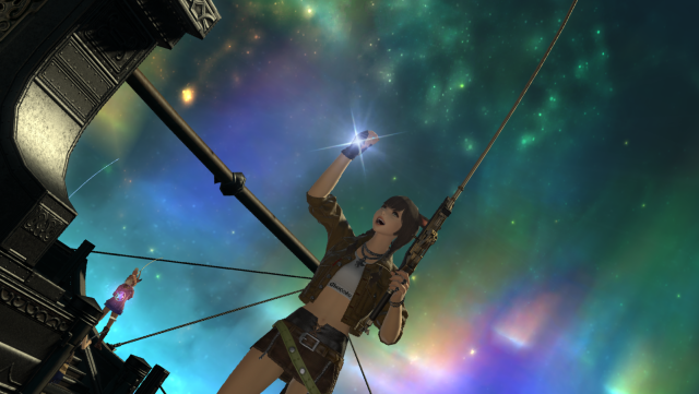 FFXIV Ocean Fishing, Spectral Current as the sky turns rainbow