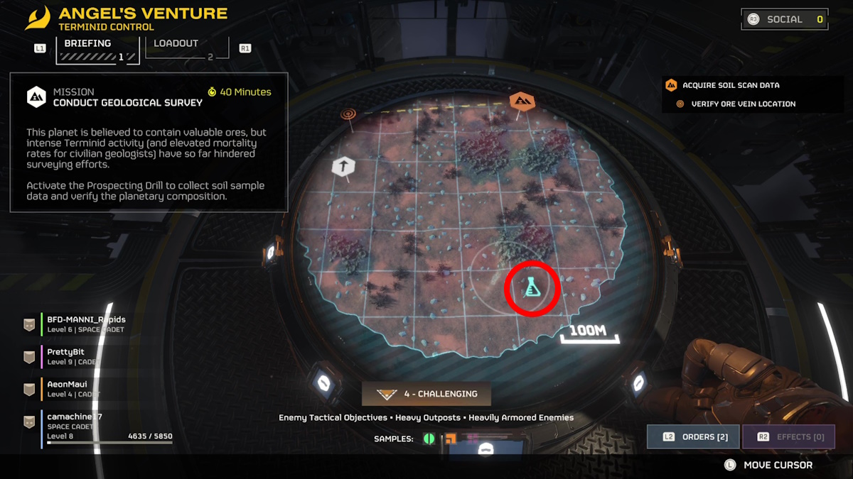 Conduct a Geological Survey mission in Helldivers 2, as it appears from the assignment objective screen