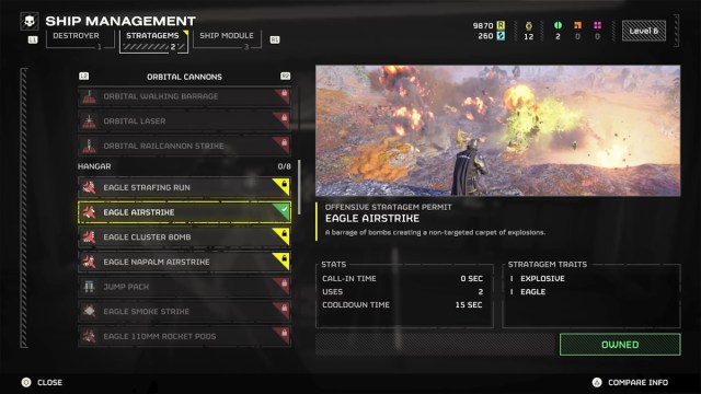 How to get more Stratagems in Helldivers 2 ship management menu