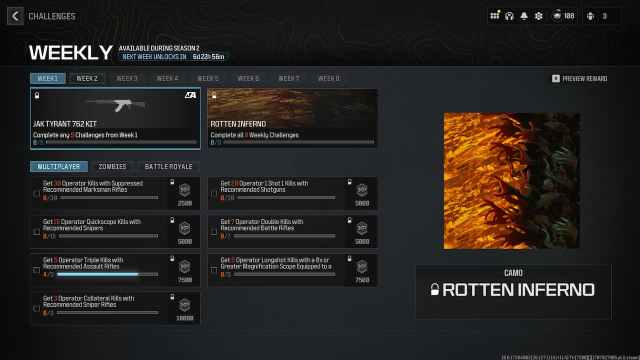 Call of Duty Modern Warfare 3 weekly challenges