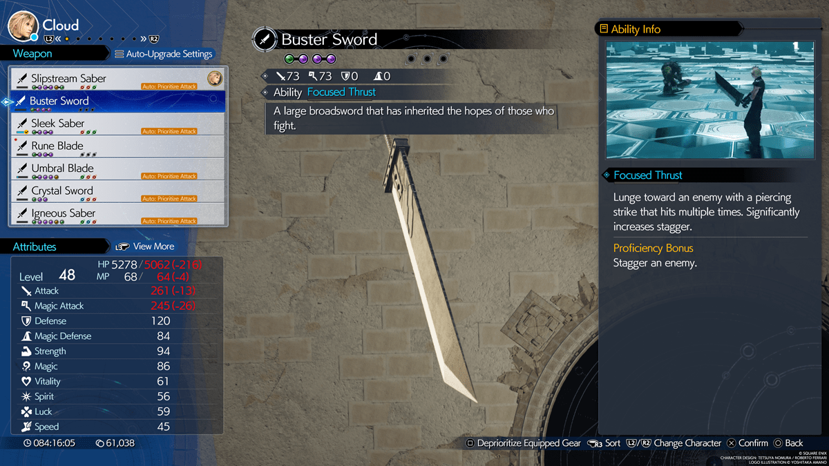 FF7 Rebirth Cloud Weapon Buster Sword