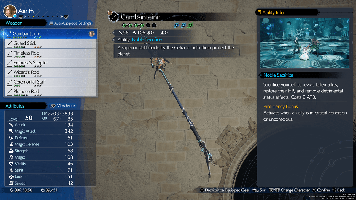 FF7 Rebirth Aerith Weapon Gambanteinn