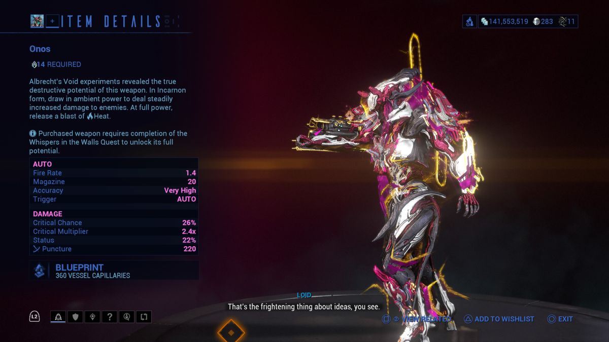 Warframe Onos available via the Dante Unbound update