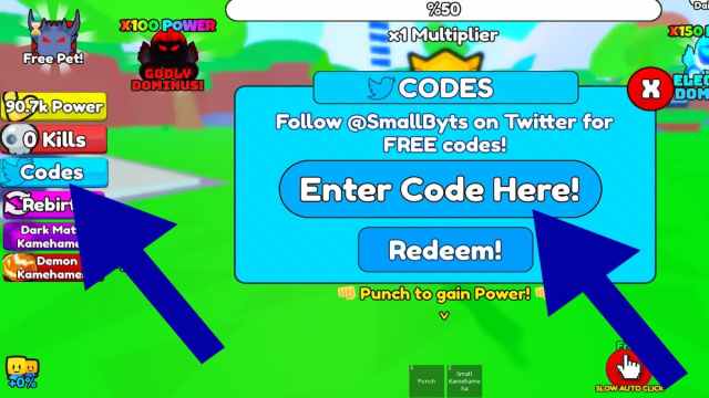 How to redeem codes in Kamehameha Simulator