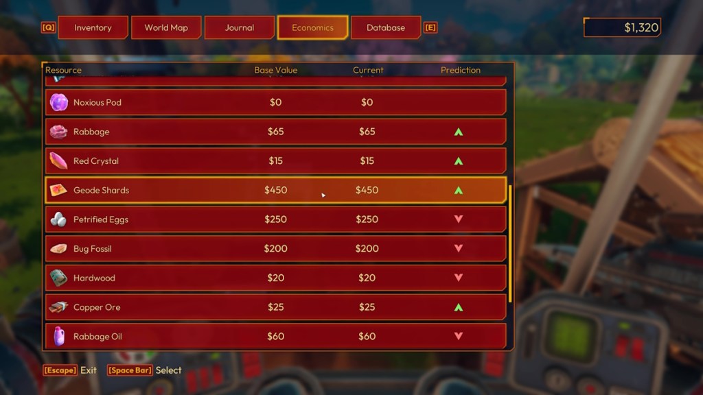 How to unlock the Merchant in Lightyear Frontier list of items in the economics tab