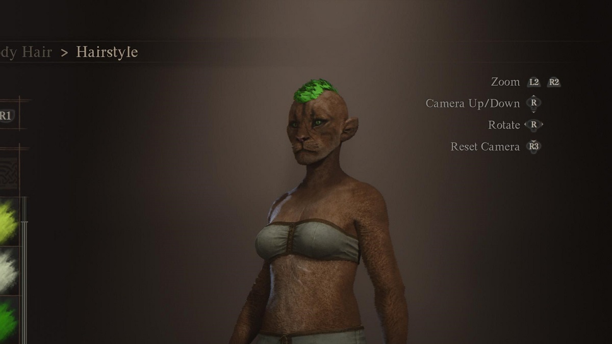 Dragon's Dogma 2 Using dye on a mohawk.