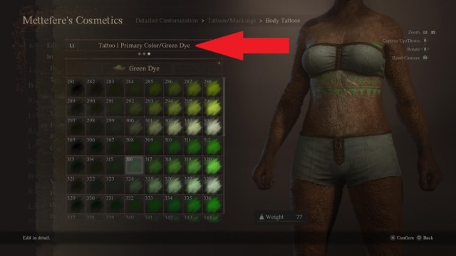 Dragon's Dogma 2 where to select dyes.