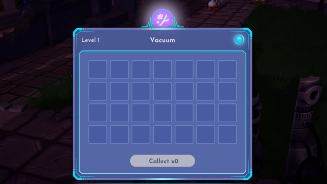 Ancient Vacuum menu in Disney Dreamlight Valley