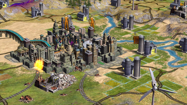 A modern city in CIV 4