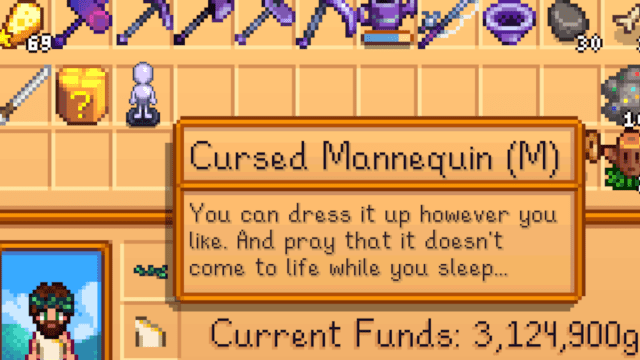 Cursed Mannequin description in Stardew Valley