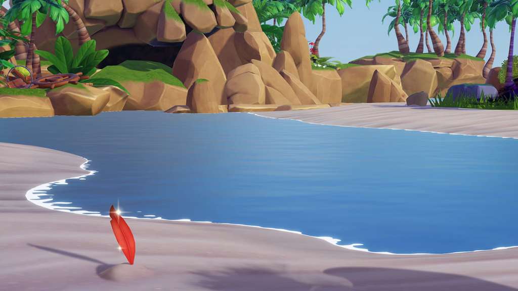 Disney Dreamlight Valley red feather in front of Skull Cave