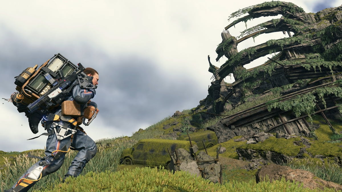 Sam exploring world in Death Stranding 