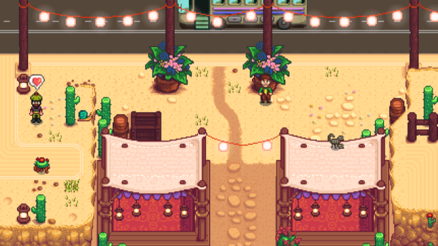 Villager stores during the Desert Festival in Stardew Valley