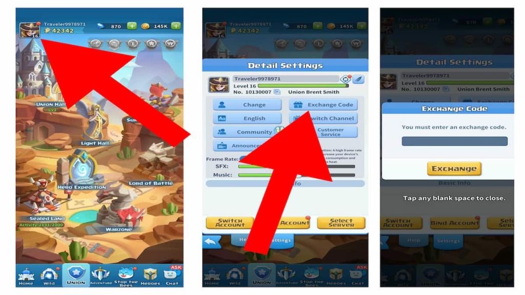How to redeem codes in Hero Clash.
