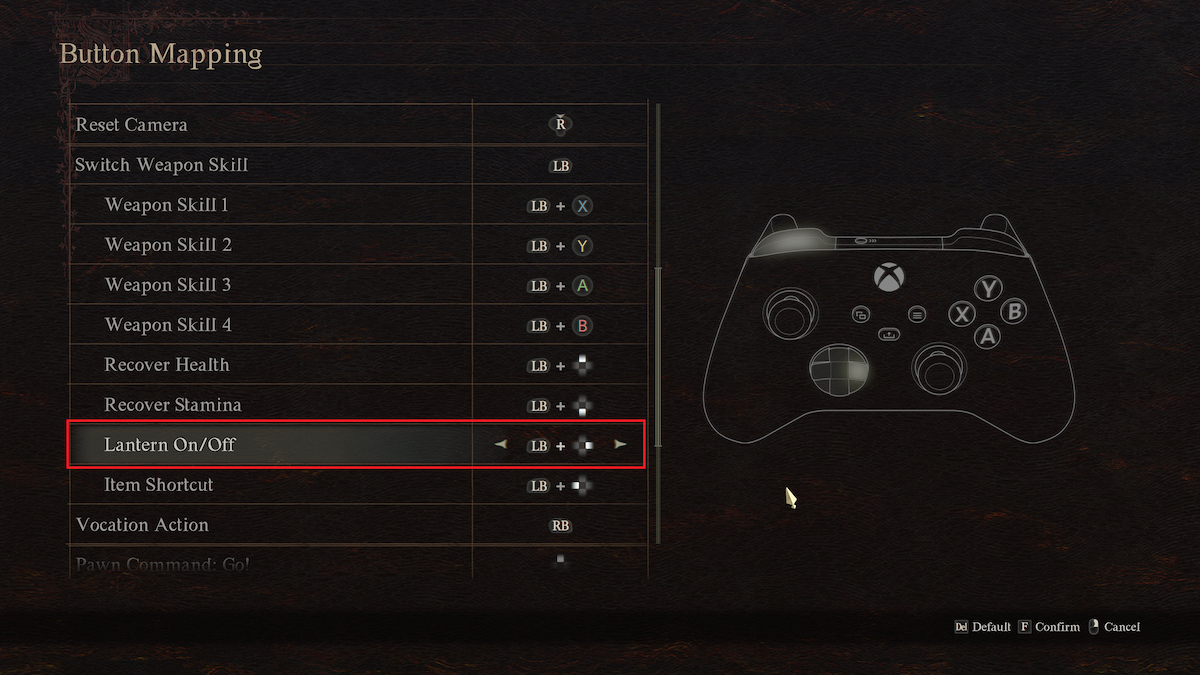 Xbox Button Mapping Dragon's Dogma 2