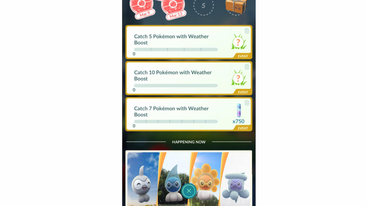 Weather-themed Field Research tasks in Pokemon Go