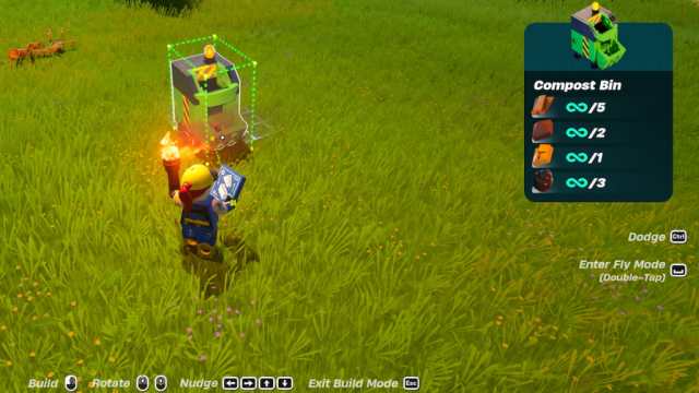 LEGO Fortnite Compost Bin recipe in build menu