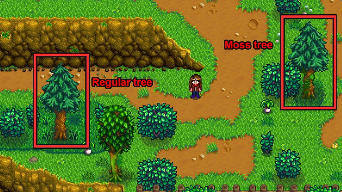 Stardew Valley moss tree comparison