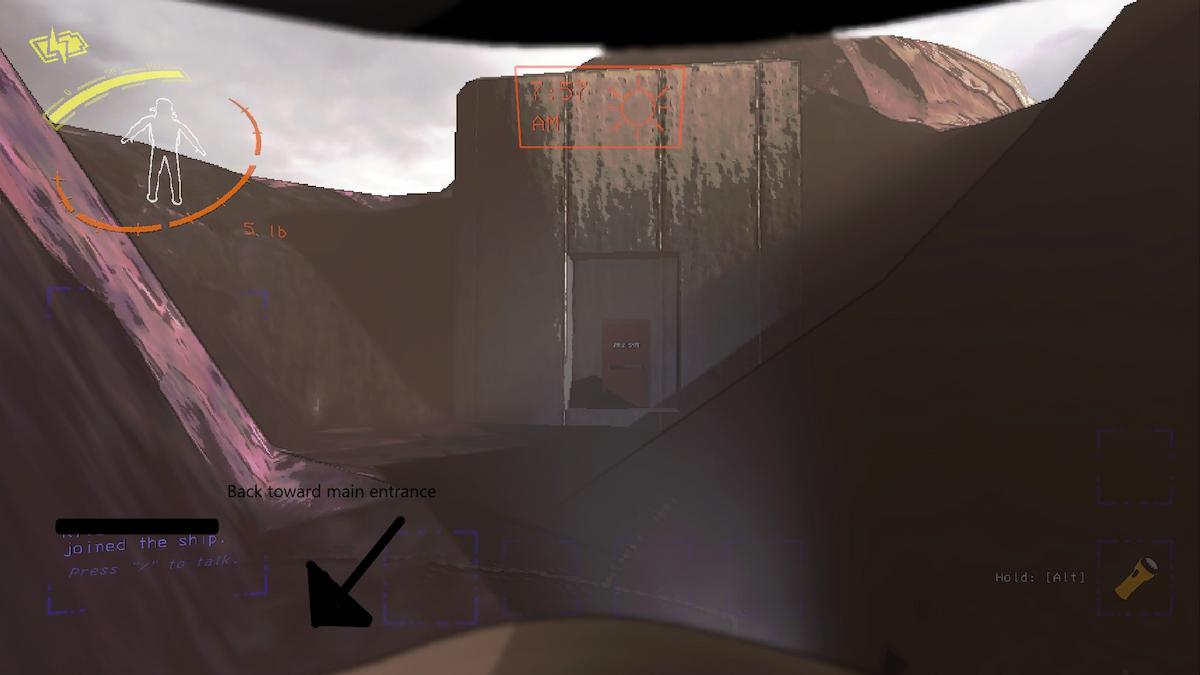 Fire exit door on Embrion hidden in a small crater