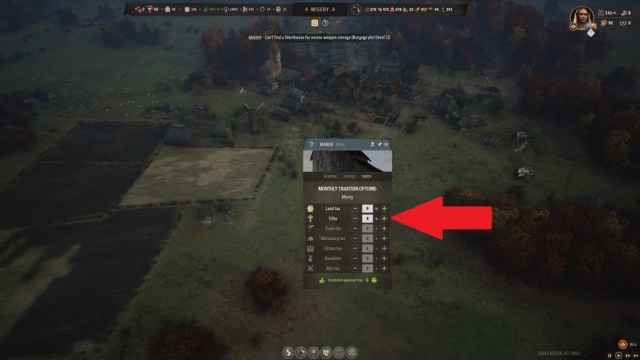 Manor Lords How to set taxes.