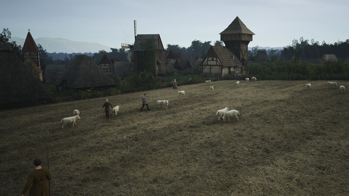 Manor Lords field serving as a pasture