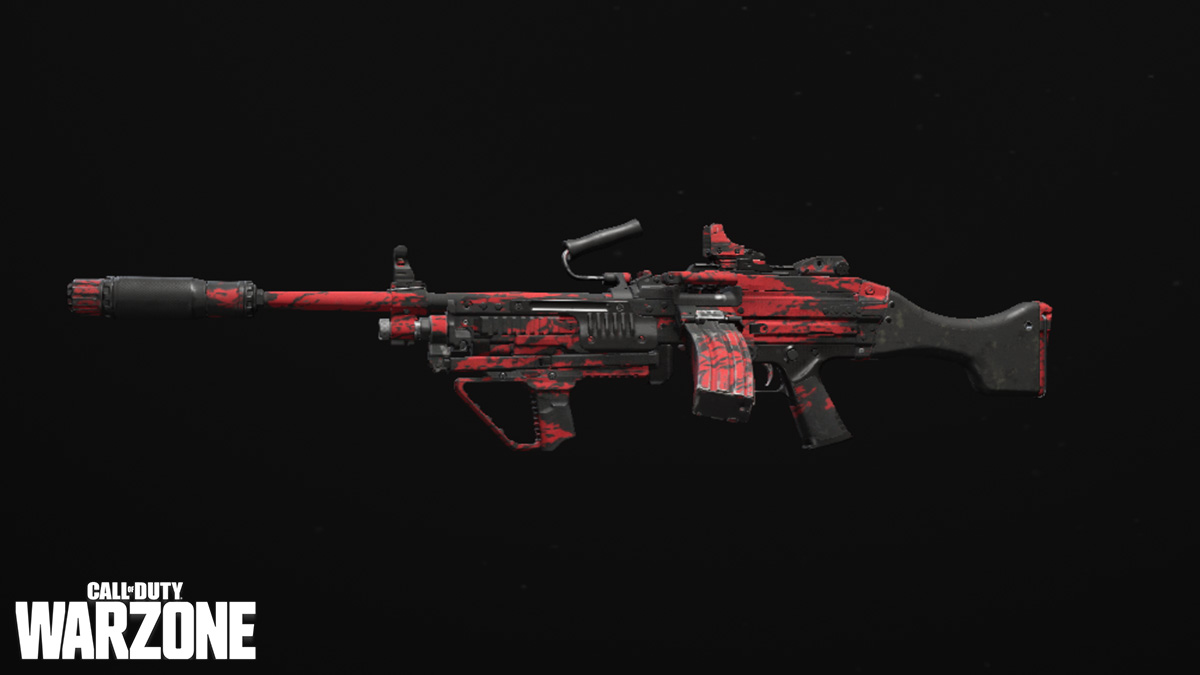 A red and black Bruen Mk9 LMG