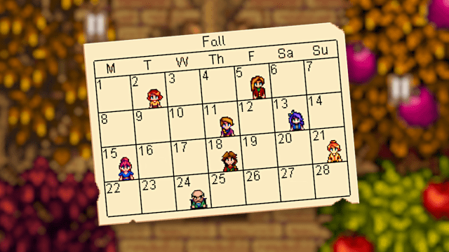 Birthdays in Fall in Stardew Valley