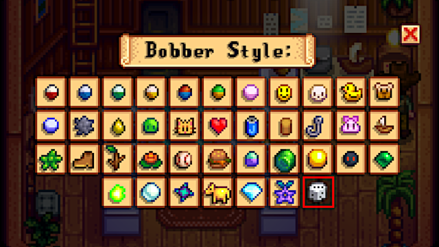 All Bobber styles unlocked in Stardew Valley