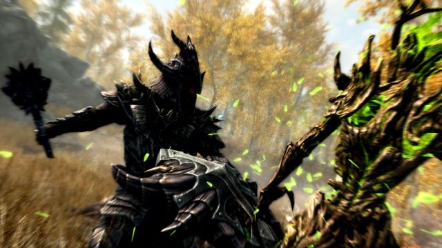 character attacking enemy in skyrim