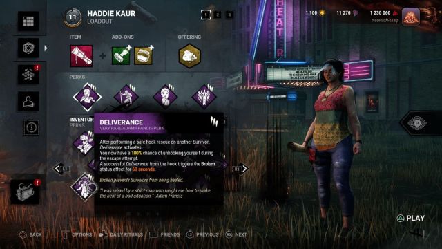 deliverance dead by daylight survivor perk