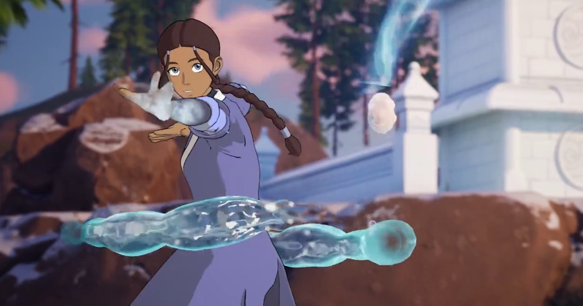 Katara using water bending in Fortnite