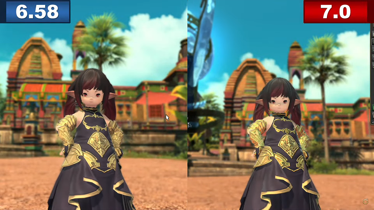 Graphical comparison between 6.8 and 7.0 in Final Fantasy XIV