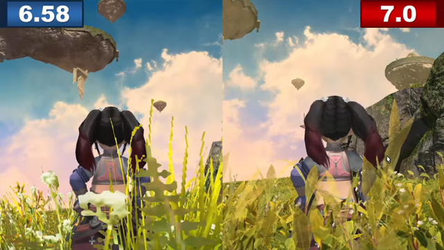 Graphical comparison between 6.8 and 7.0 in Final Fantasy XIV