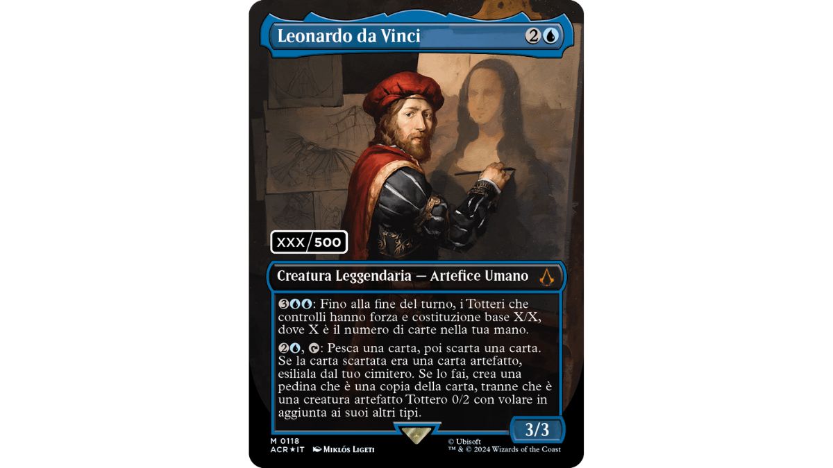 leonardo da vinci serialised italian card magic the gathering universes beyond assassins creed