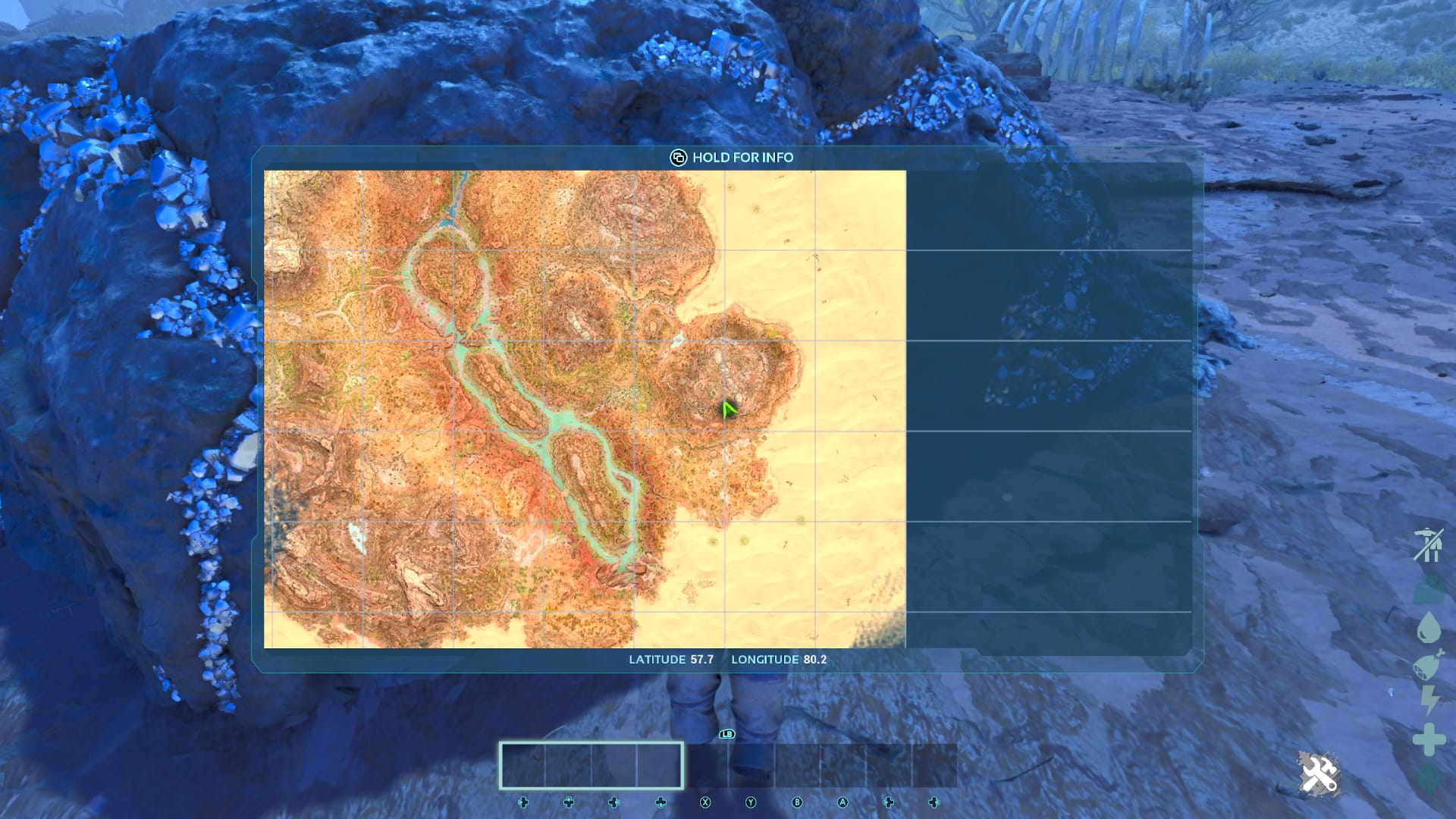 Map of beginner friendly metal farm in Ark Ascended: Scorched Earth