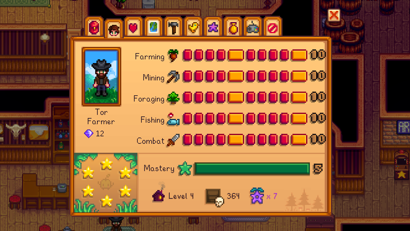 Skill levels in Stardew Valley