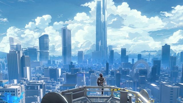 staring out at the city in project mugen