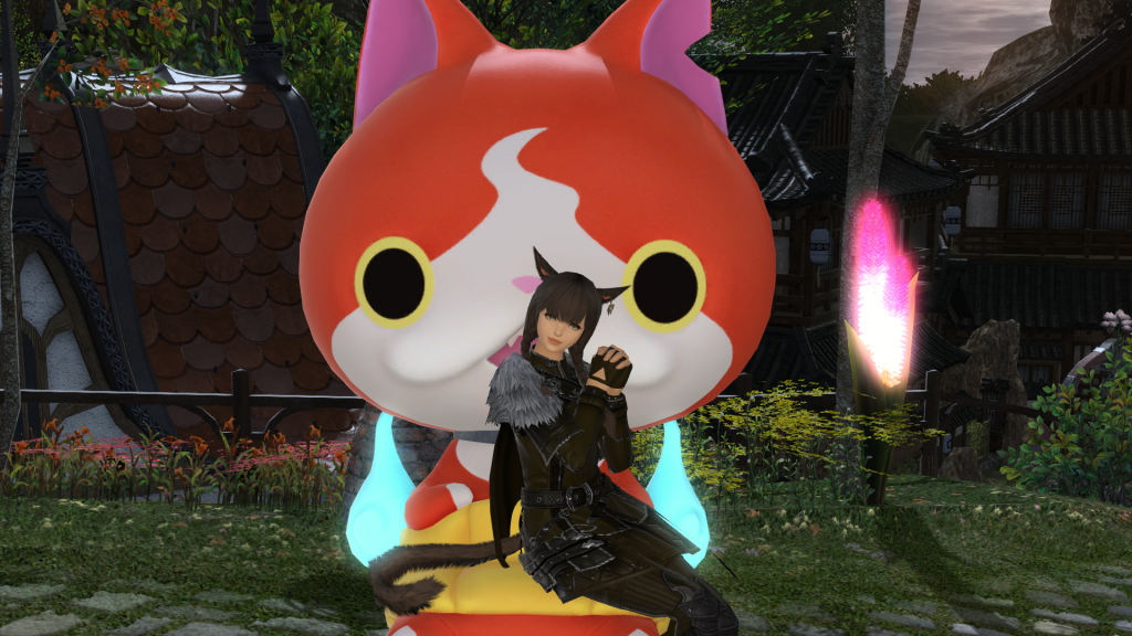 The Jibanyan mount from the FFXIV Yo-kai watch collaboration seasonal event.
