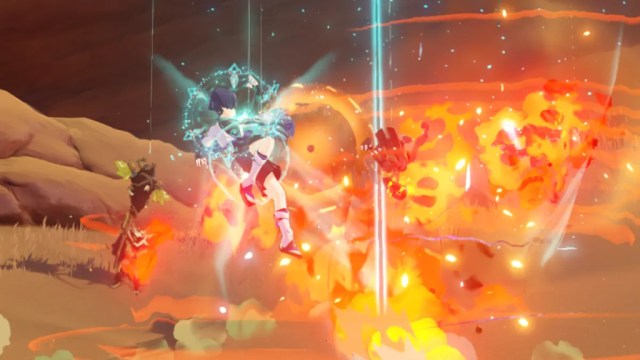 Wanderer from Genshin Impact using a Charged Attack